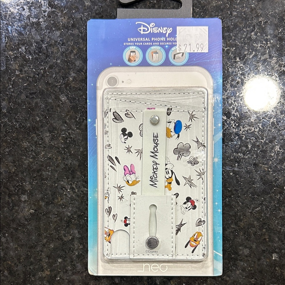 Disney Mickey Mouse Patterned Phone Holder - White and Black